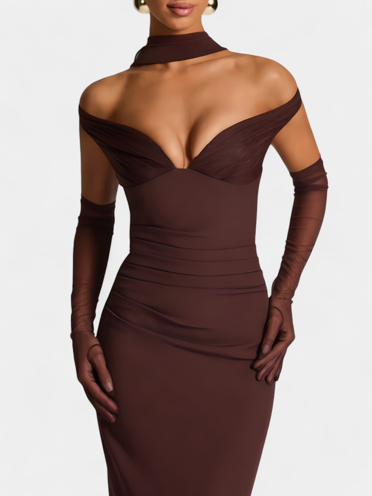 ALESSIA MAXI DRESS - PLUM BROWN