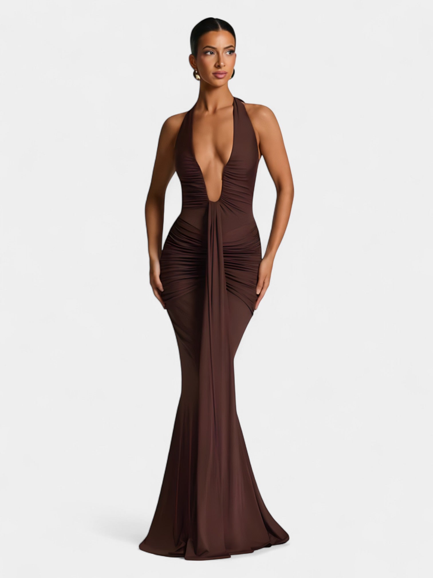 ADELAIDE MAXI DRESS - PLUM BROWN