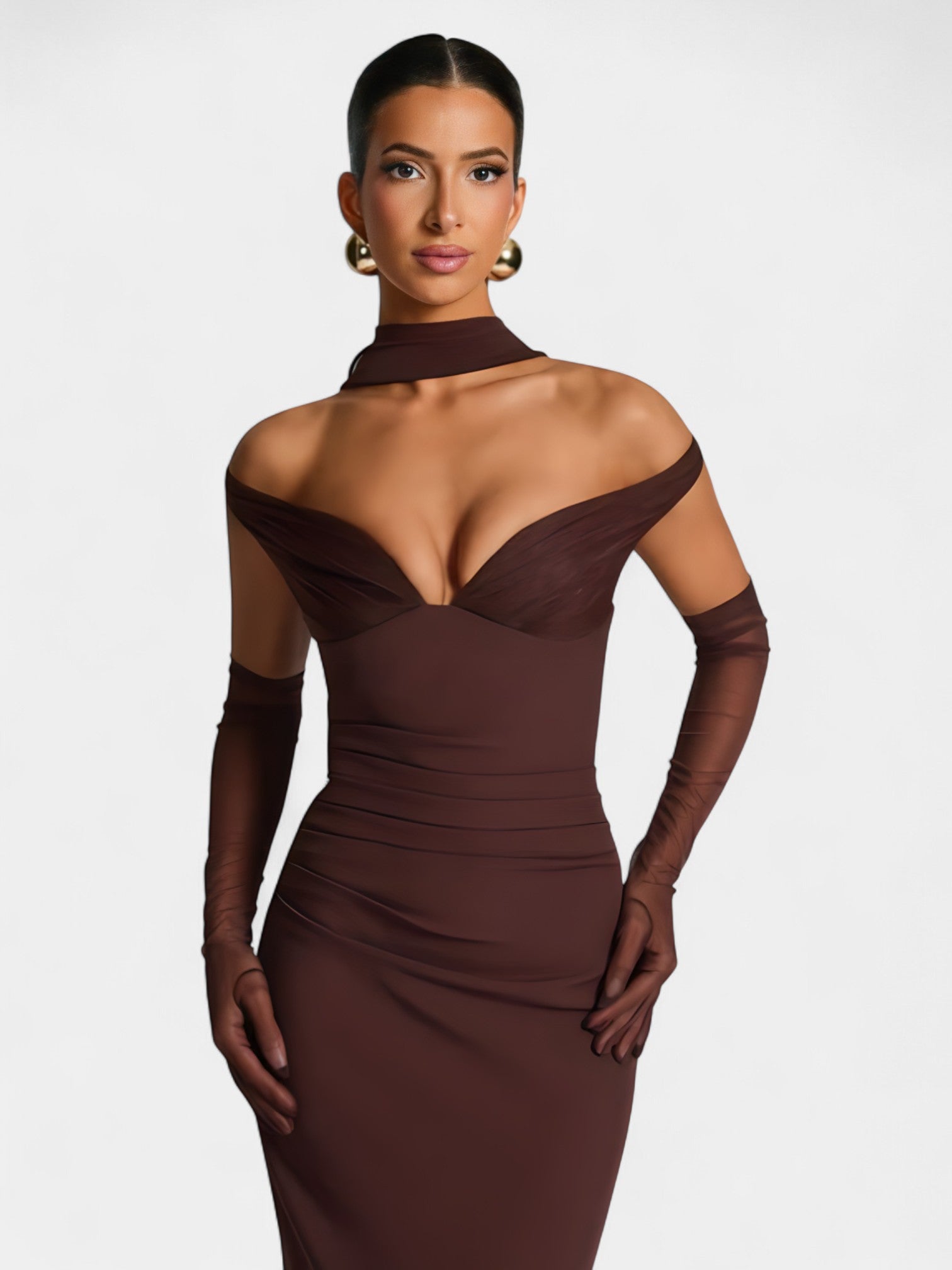 ALESSIA MAXI DRESS - PLUM BROWN