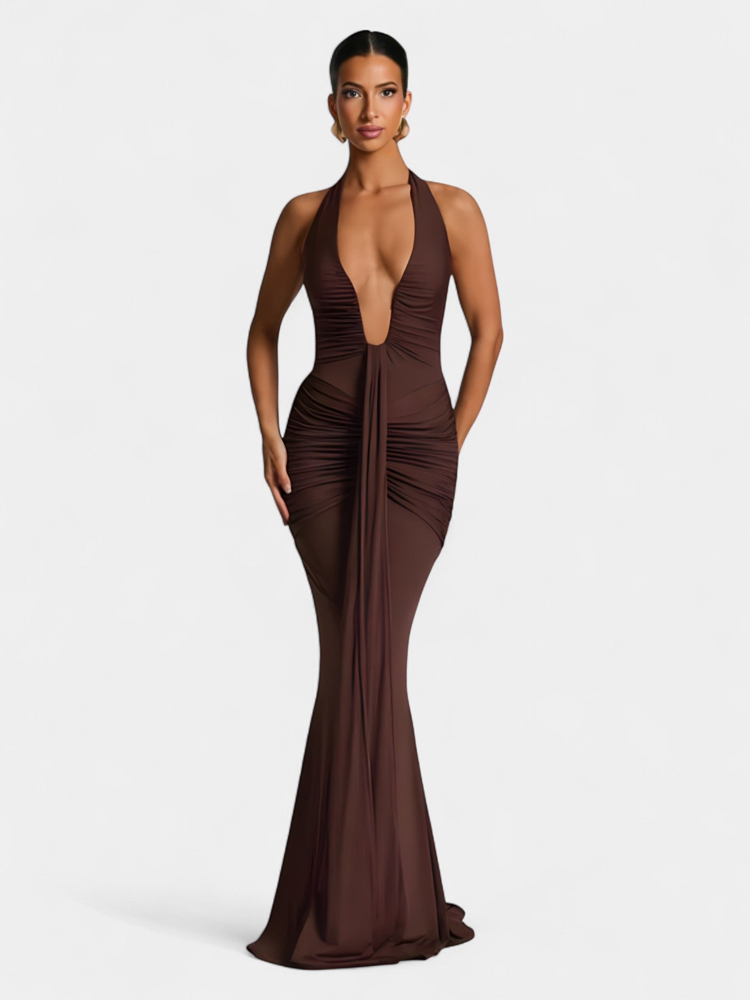 ADELAIDE MAXI DRESS - PLUM BROWN