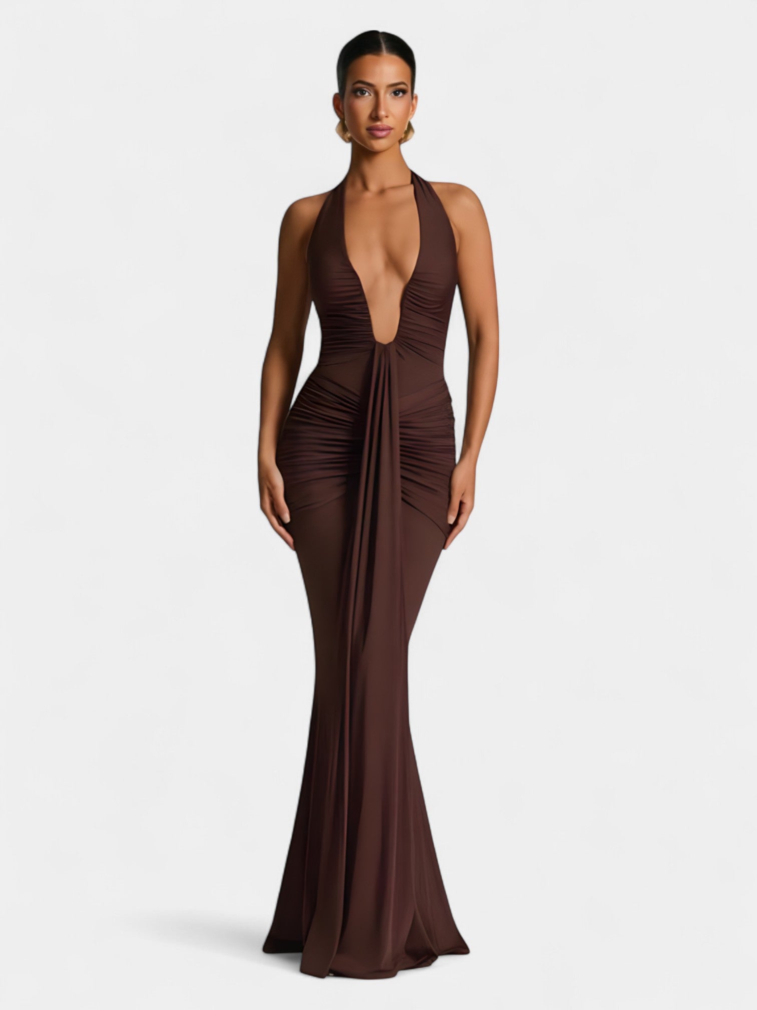 ADELAIDE MAXI DRESS - PLUM BROWN