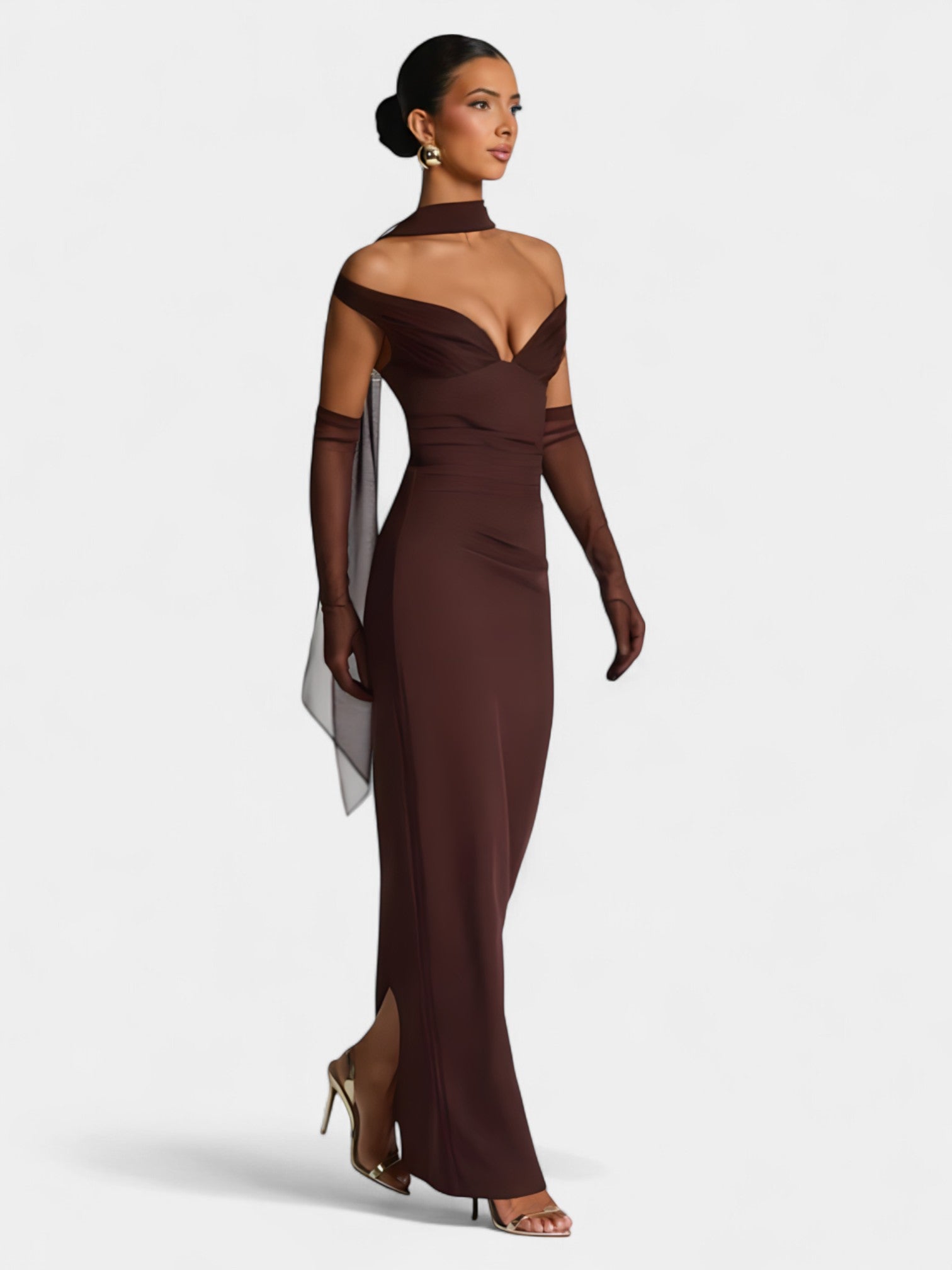 ALESSIA MAXI DRESS - PLUM BROWN