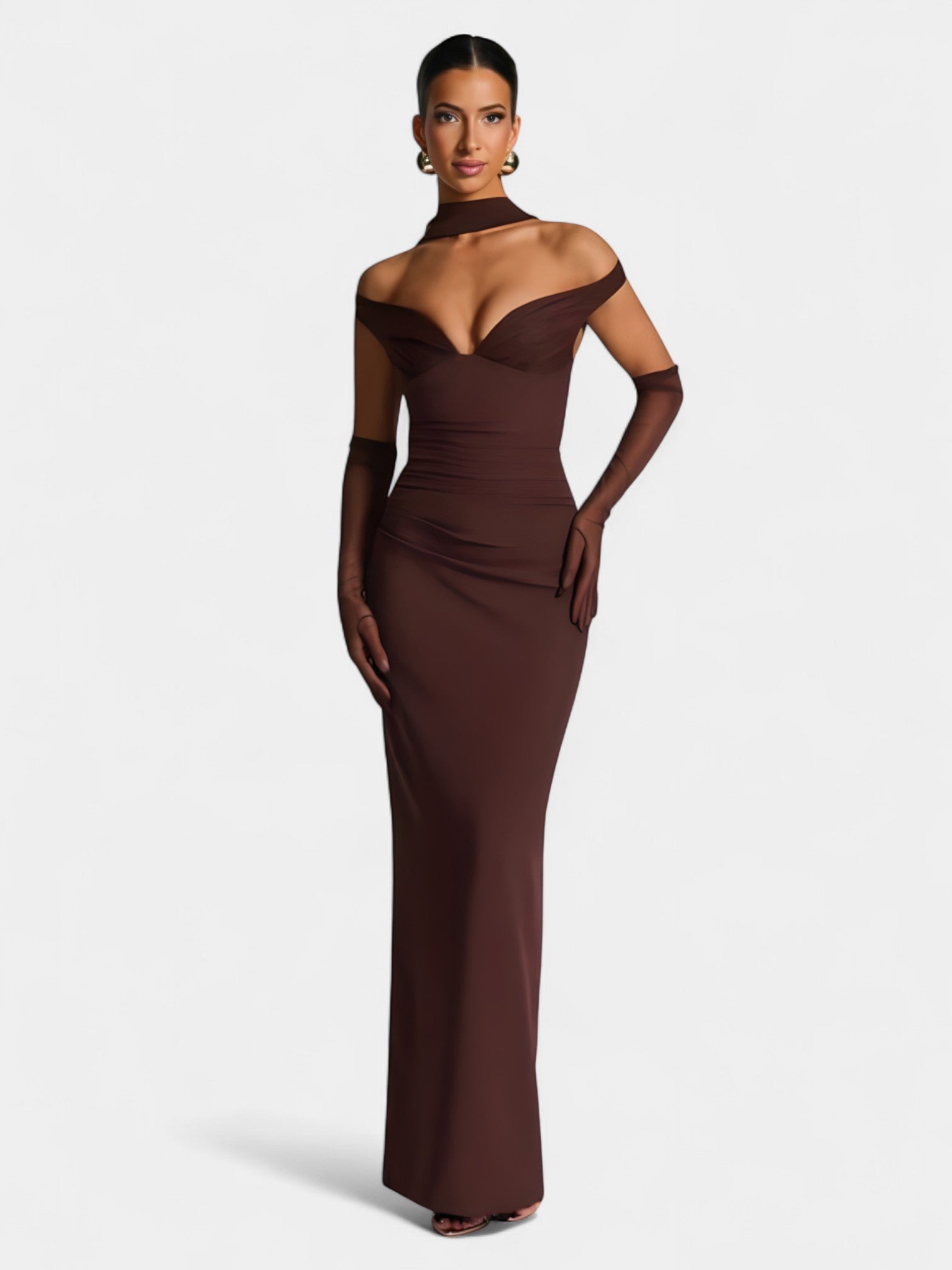 ALESSIA MAXI DRESS - PLUM BROWN