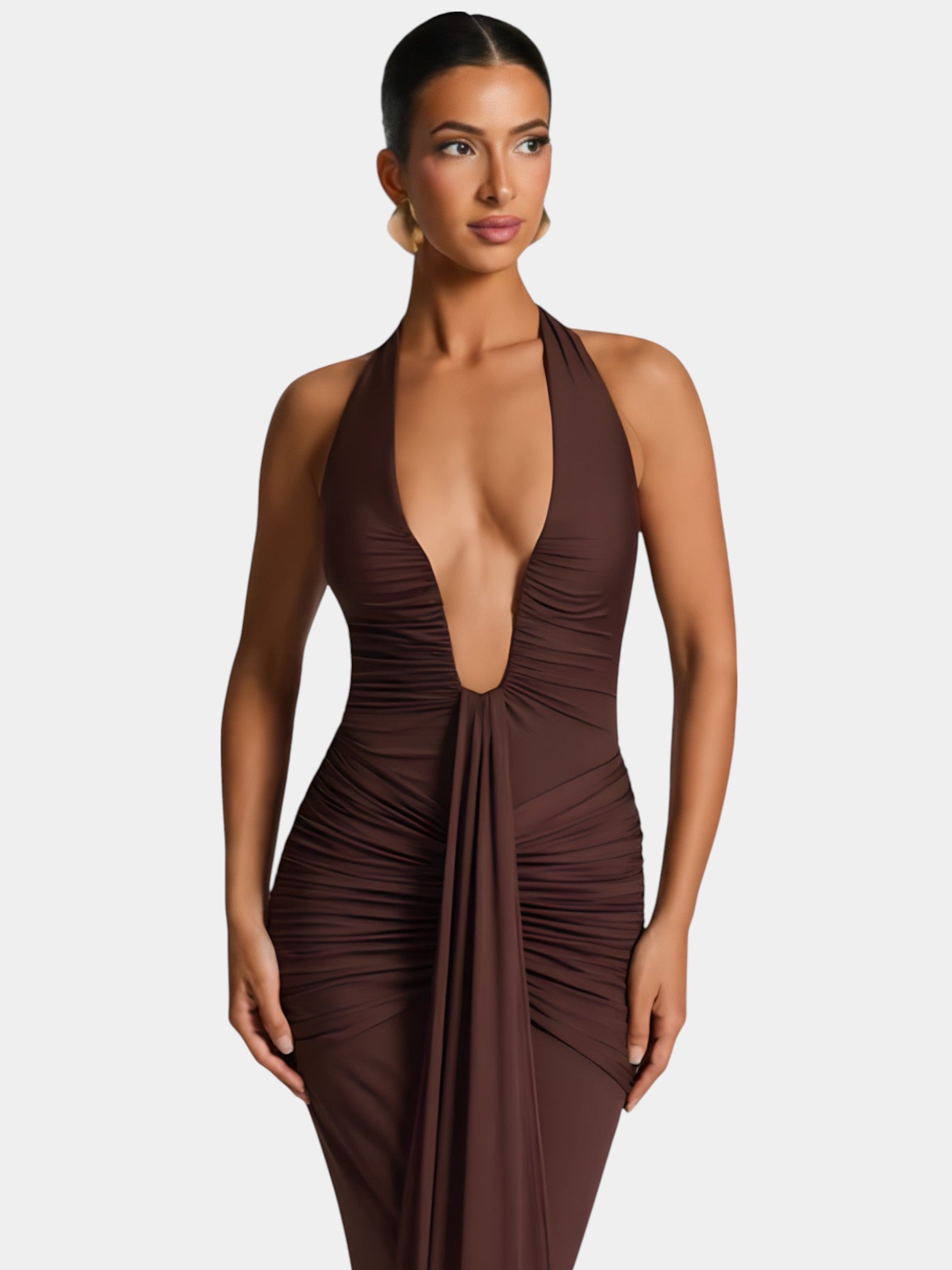 ADELAIDE MAXI DRESS - PLUM BROWN