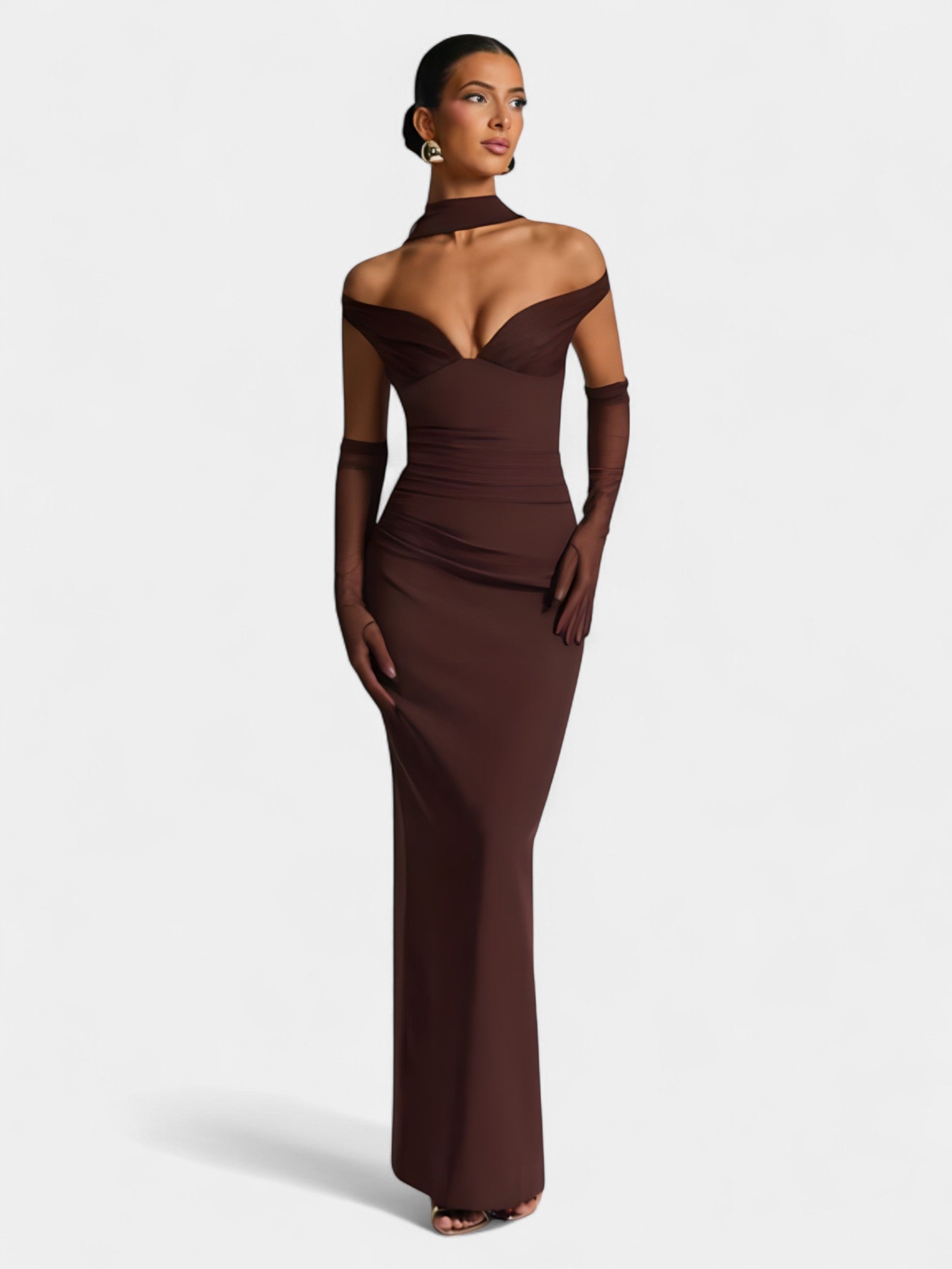 ALESSIA MAXI DRESS - PLUM BROWN