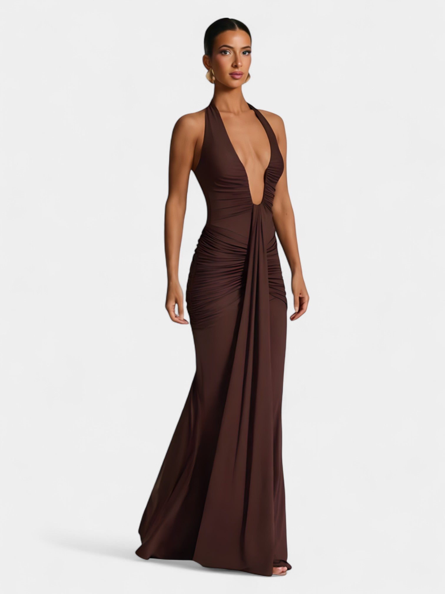 ADELAIDE MAXI DRESS - PLUM BROWN