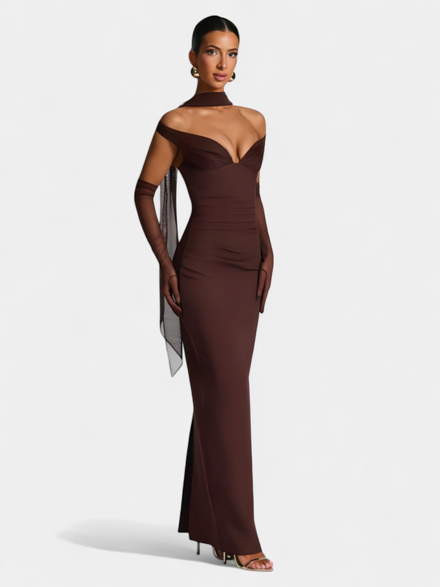 ALESSIA MAXI DRESS - PLUM BROWN