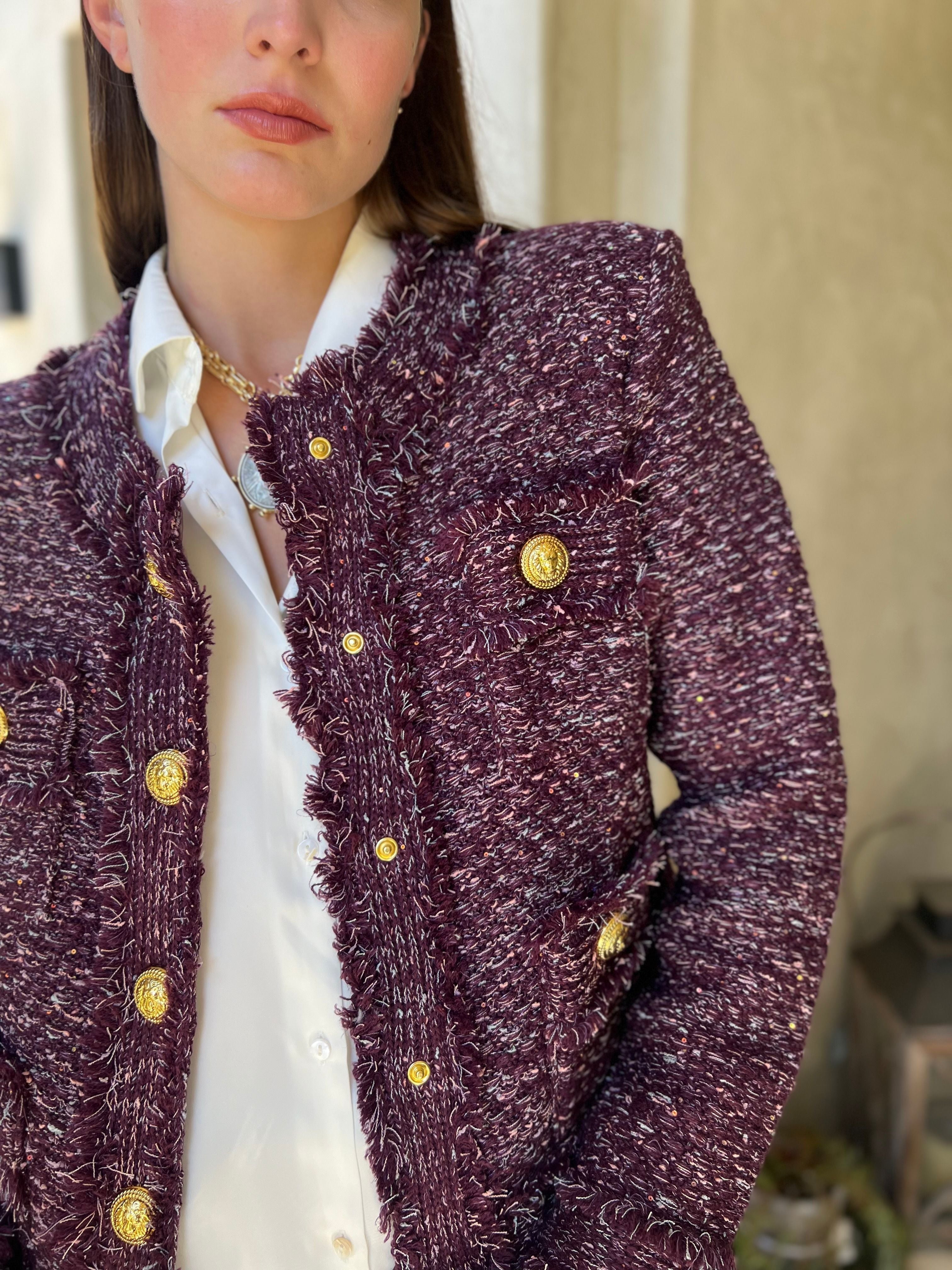 Bethany | Tweed Jacket with Gold Buttons